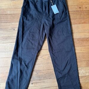 Organic Stretch Cotton Twill Straight Leg Cropped Pants